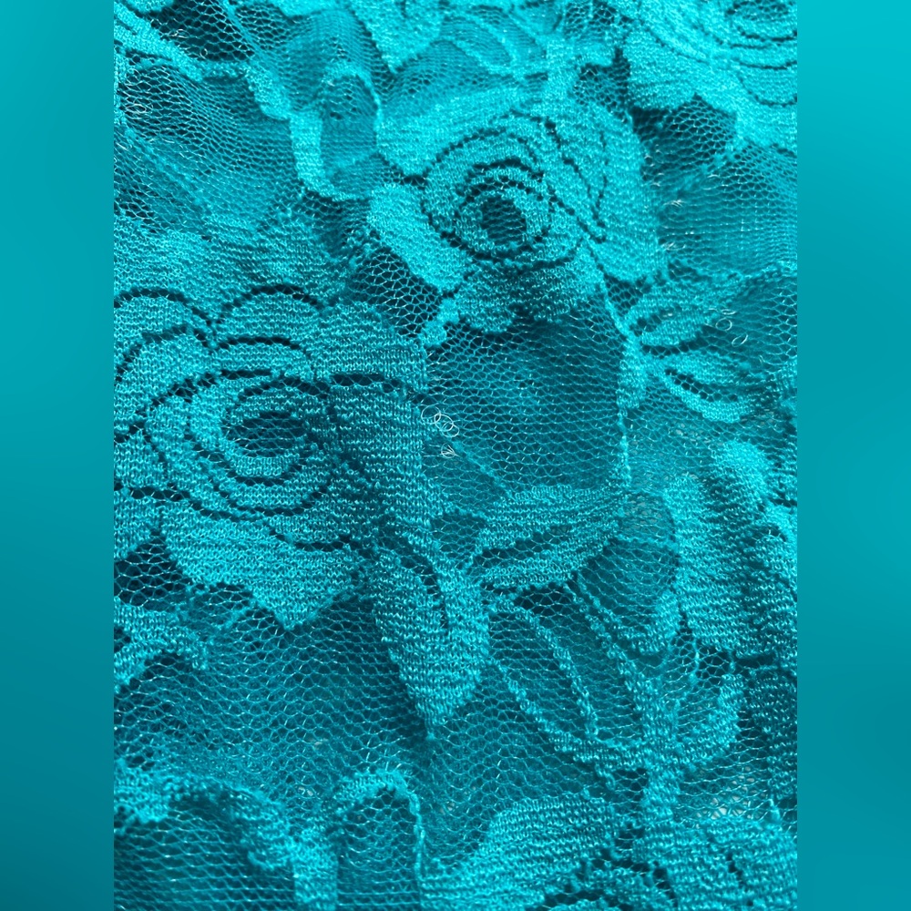 Zenana Turquoise Blue Floral Lace Sleeve Baseball Tee T-shirt Top Blouse‎ 1X E - Picture 7 of 8